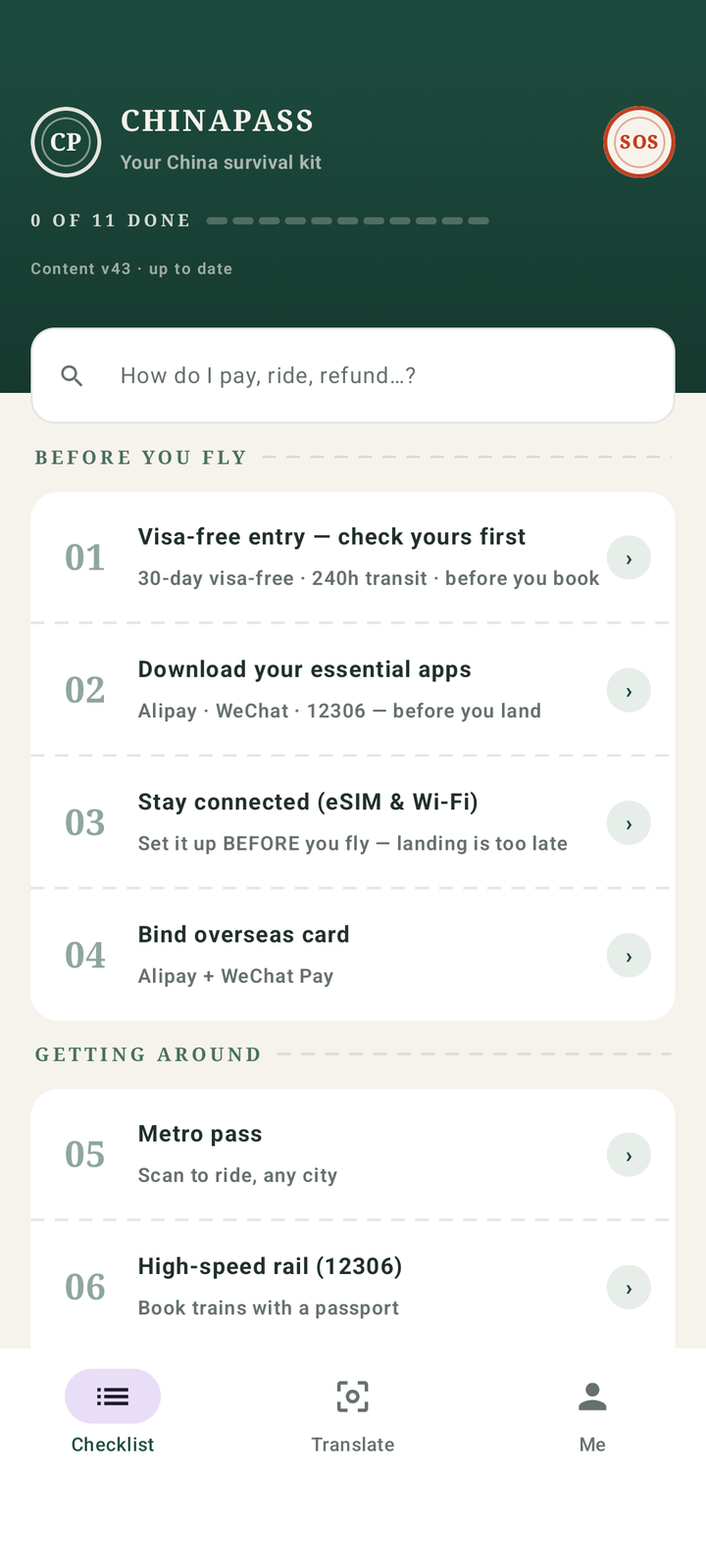 Your China trip, checked off step by step